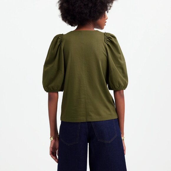 [NWT] Madewell Puff-Sleeve Tee in Olive - Picture 5 of 7